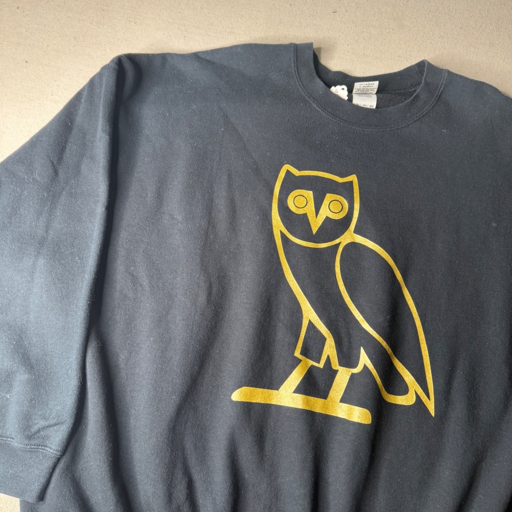 OVO October Very Own Owl Graphic Sweatshirt Men 3X Black Gold Gildan Heavy Blend